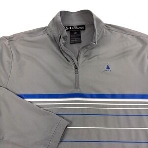 Under Armour ColdGear Infrared Pullover Mens Large Gray Striped 1/4 Zip Golf